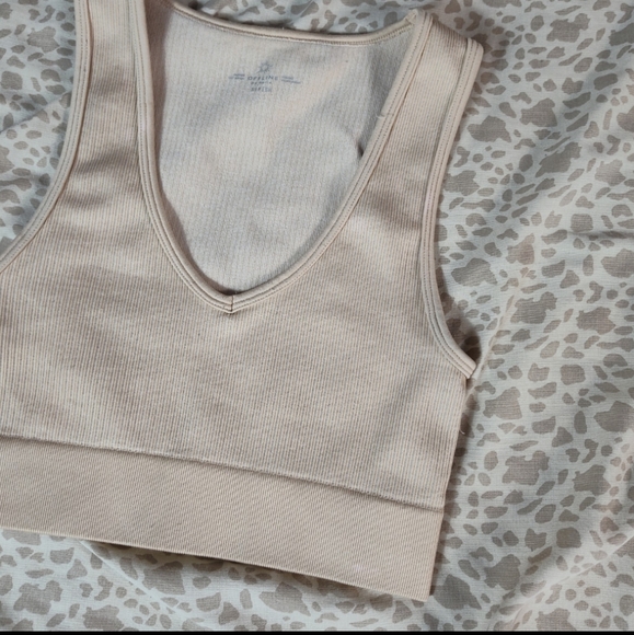 Offline By Aerie Cream Ribbed Sports Bra - Picture 3 of 7